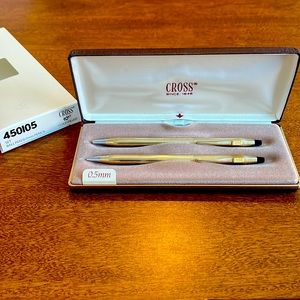 Vintage Cross Classic Century IBM Pen and Pencil set, 10kt gold filled blue ink